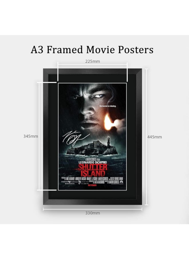 HWC Trading HWC Trading Shutter Island Movie Poster Leo DiCaprio Signed 16 x 12 inch Framed Gift Printed Autograph Film Print Photo Picture Display - 16" x 12" Framed  - Image 2