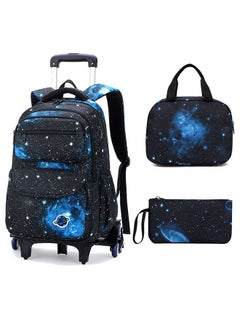 ZCM-HAPPY Three-Piece Trolley School Bag, Lunch Bbox Bag, Pencil Case, Large-Capacity Waterproof Bag  - Image 1