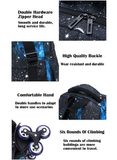 ZCM-HAPPY Three-Piece Trolley School Bag, Lunch Bbox Bag, Pencil Case, Large-Capacity Waterproof Bag  - Image 3
