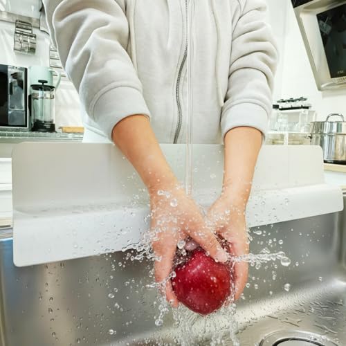 DubiLaka Sink Splash Guard for Kitchen, Splatter Screen & Silicone Water Guard with High Wall, Sink Edge Protector and Backsplash Guard, Easy to Install and Clean for Faucet and Countertop Area(Cream, 23") - Image 1