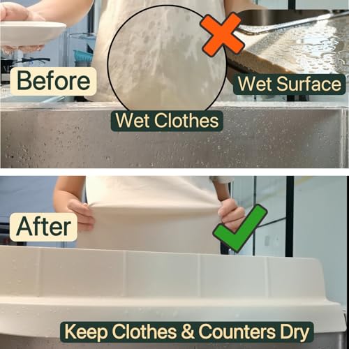 DubiLaka Sink Splash Guard for Kitchen, Splatter Screen & Silicone Water Guard with High Wall, Sink Edge Protector and Backsplash Guard, Easy to Install and Clean for Faucet and Countertop Area(Cream, 23") - Image 2