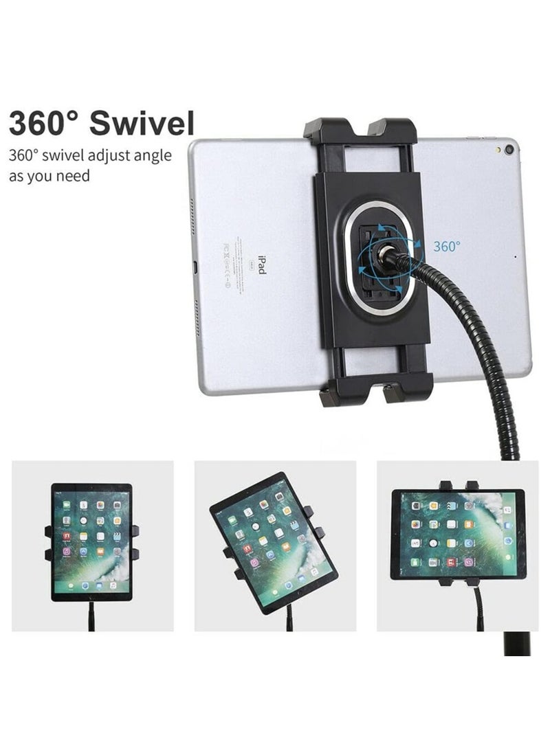 Gooseneck iPad Tablet & Mobile Phone Holder Tripod Stand, 360 Swivel Adjustable Cradle Bracket Tripod Mount for Apple iPad Pro 12.9 and All others 4.7 to 13 inch