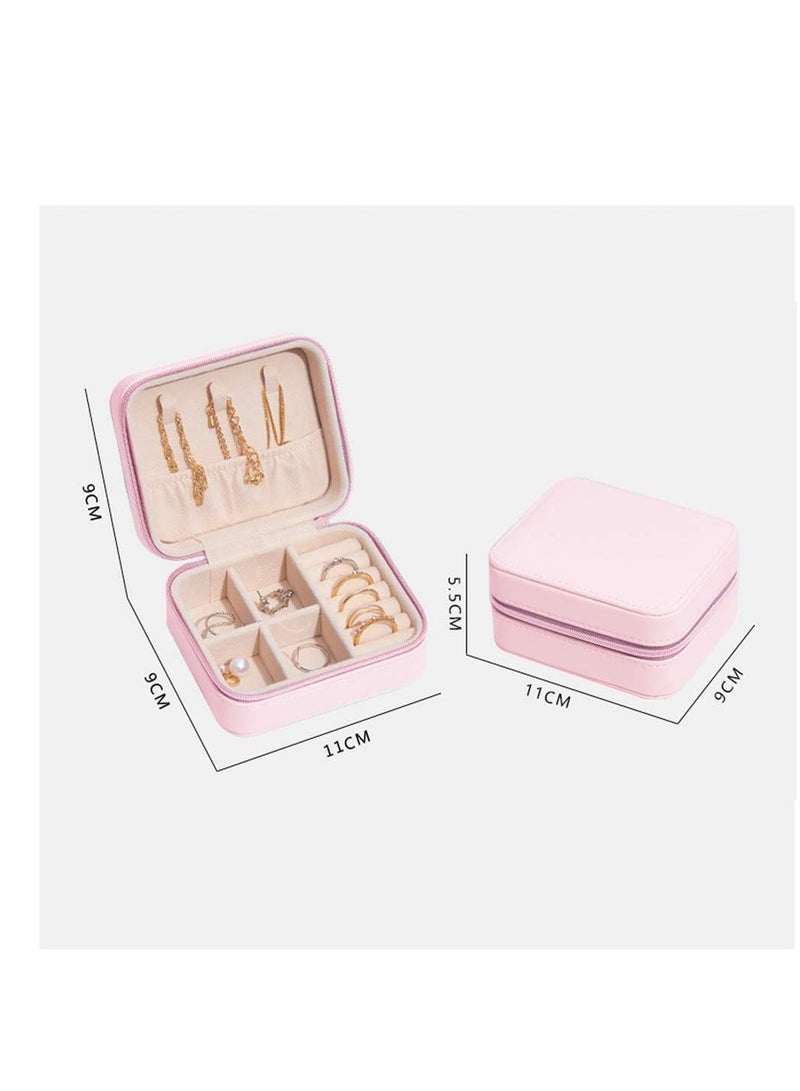 Portable Small Travel Jewelry Box Case Holder for Storing Small Items Like Rings, Necklaces, Earrings, Cufflinks for Girls and Ladies Pink  - Image 2