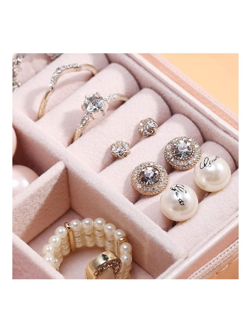Portable Small Travel Jewelry Box Case Holder for Storing Small Items Like Rings, Necklaces, Earrings, Cufflinks for Girls and Ladies Pink  - Image 4