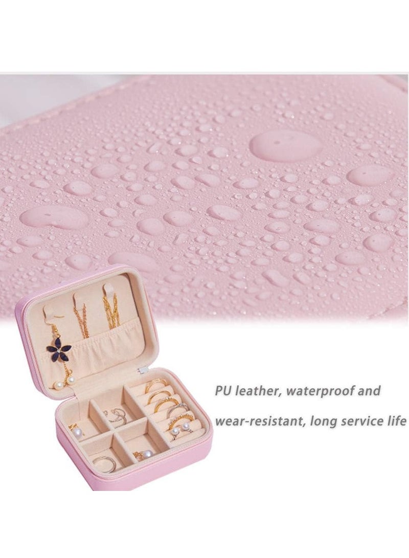 Portable Small Travel Jewelry Box Case Holder for Storing Small Items Like Rings, Necklaces, Earrings, Cufflinks for Girls and Ladies Pink  - Image 5