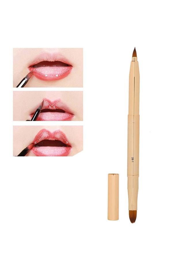 Thoraya Double Head Lip Brush Portable Soft Hair Lipstick Cosmetic Brush Makeup Tool(Z28-1 Bright Gold)  - Image 4