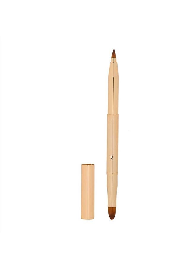 Thoraya Double Head Lip Brush Portable Soft Hair Lipstick Cosmetic Brush Makeup Tool(Z28-1 Bright Gold)  - Image 2