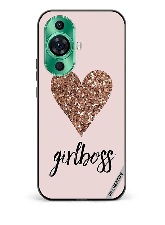 VR CREATIVE Protective Case Cover For Huawei nova 11 Pro Girl Boss Golden Gloss Heart Design Multicolour - Image 1