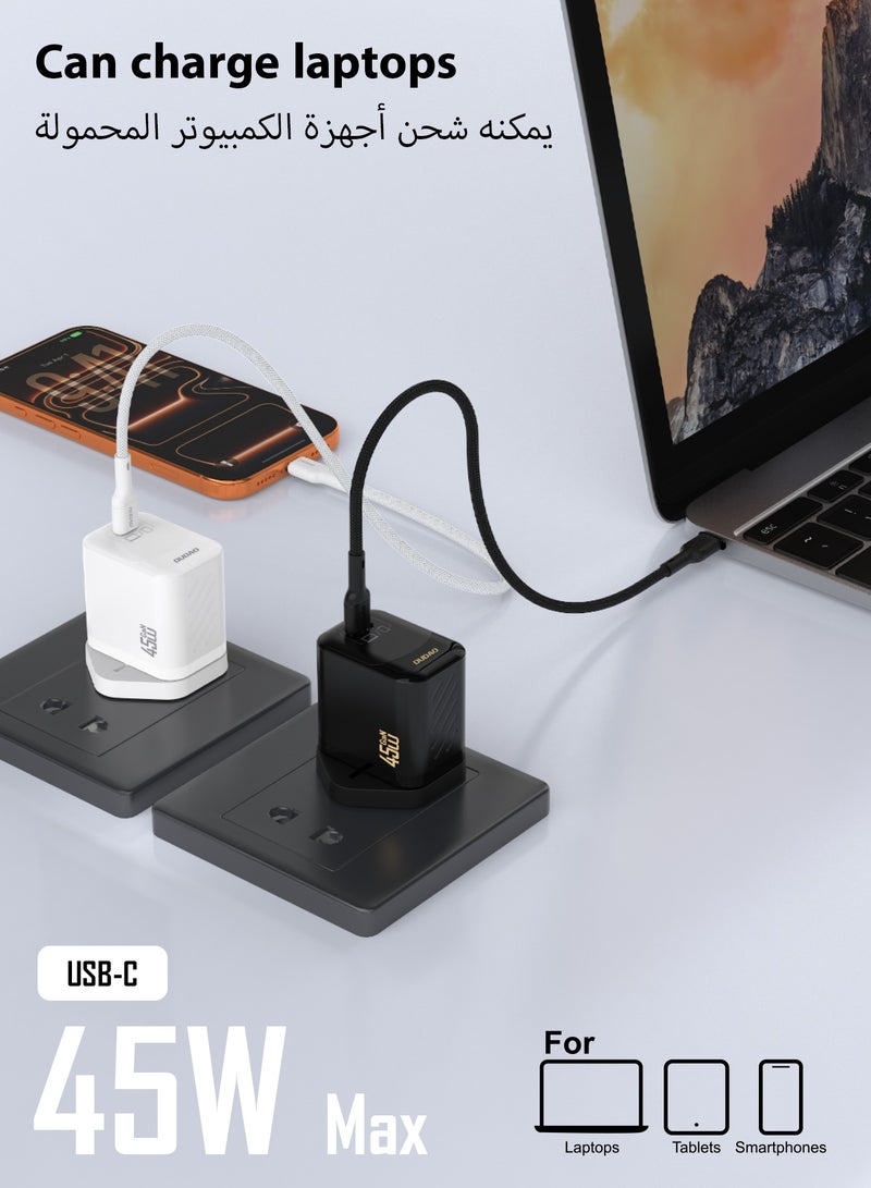 DUDAO 45W GaN Fast Charger Samsung Charger, with Type C Cable, USB-C Power Adapter, Compact Wall Charger, Smart Temperature Control IC, 9-Layer Safety Protection, Type C Charger for iPhone 15, Samsung Galaxy, Huawei, iPad, MacBook, Xiaomi, Laptop - Image 3