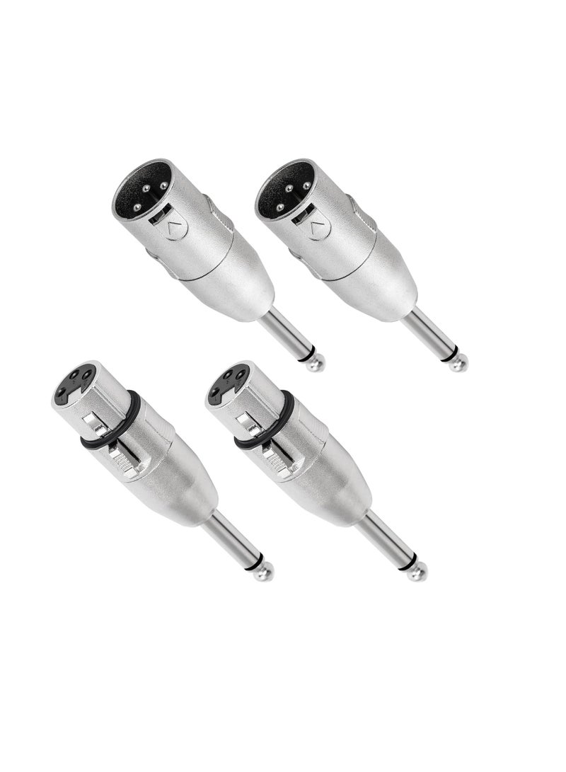igeekwell 1/4" TS to XLR Adapter Pack - 4 Adapters (2 Male, 2 Female),4-pack - Image 1