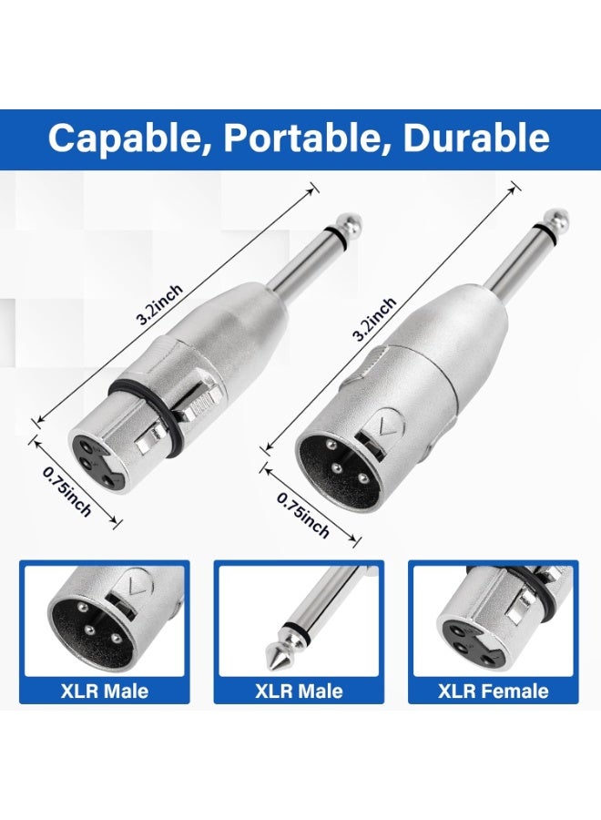 igeekwell 1/4" TS to XLR Adapter Pack - 4 Adapters (2 Male, 2 Female),4-pack - Image 3