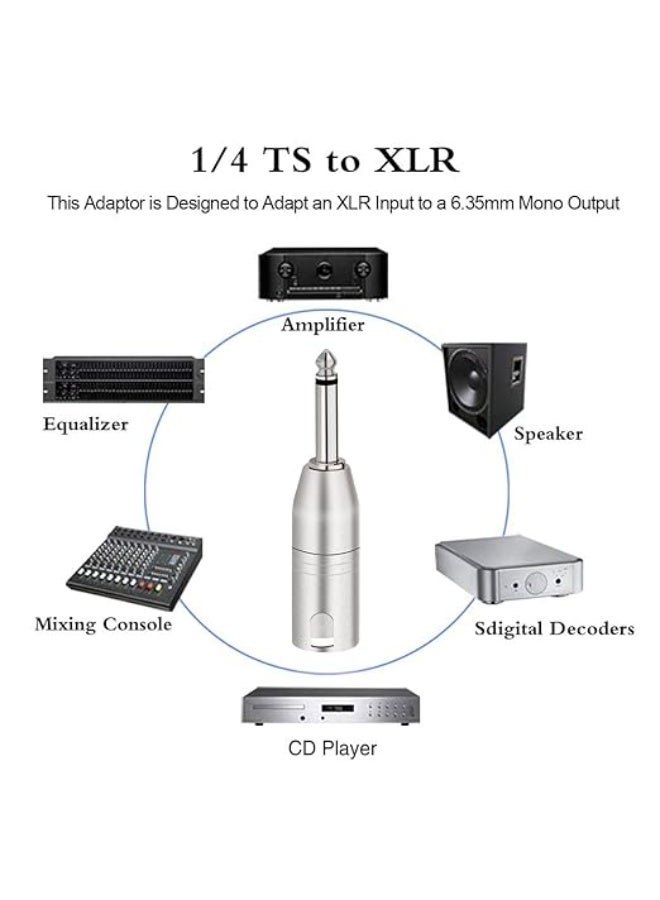 igeekwell 1/4" TS to XLR Adapter Pack - 4 Adapters (2 Male, 2 Female),4-pack - Image 4