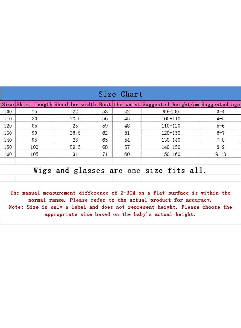 general 1 Set Of Encanto Mirabel Party Costume Dress For Girls With Wig Glasses And Bag Best Gift For Children's Day - Image 2