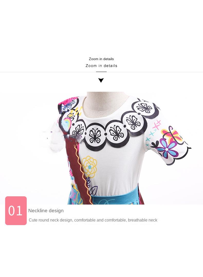 general 1 Set Of Encanto Mirabel Party Costume Dress For Girls With Wig Glasses And Bag Best Gift For Children's Day - Image 5