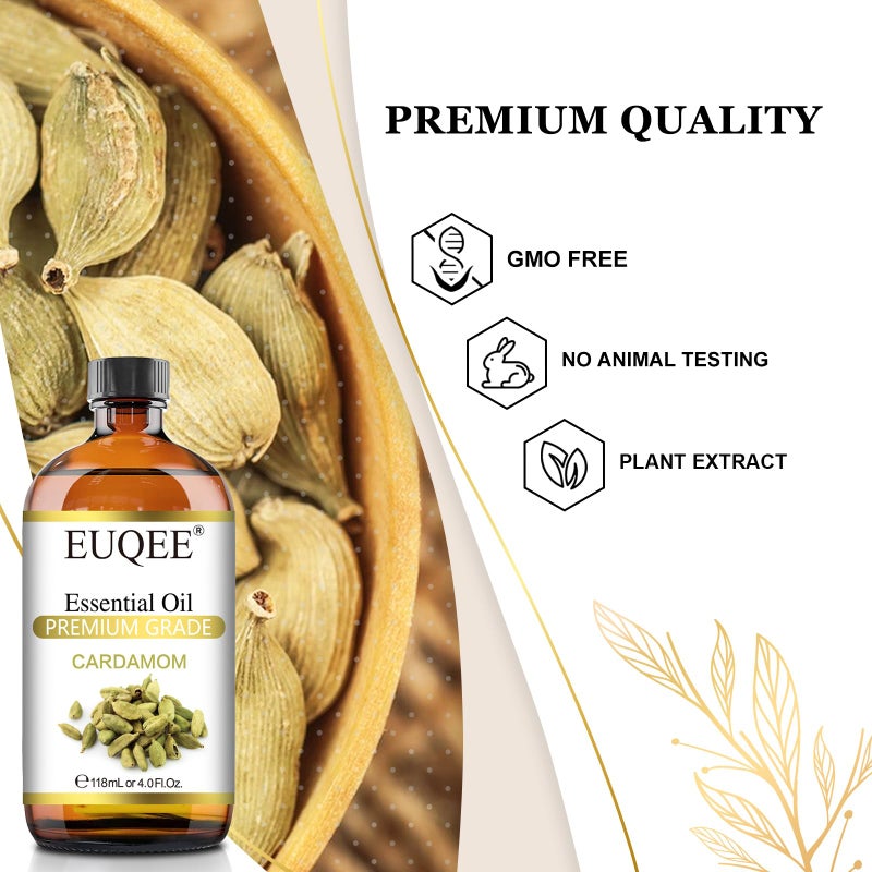 EUQEE Cardamon Essential Oil 118 ml Large Bottle Premium Cardamon Oil with Glass Dropper, Great for Diffusers, Candle & Soap Making-4oz - Image 3