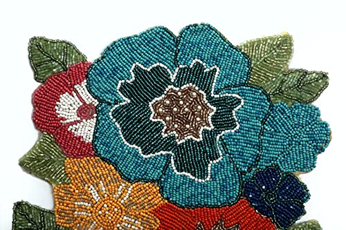 Awesome Washable Floral Cotton Cloth Designer Jacquard Vintage Placemat for Dining Room (Square Mats- 14" x 12")- Multicolor Square (PMT012) - Image 4