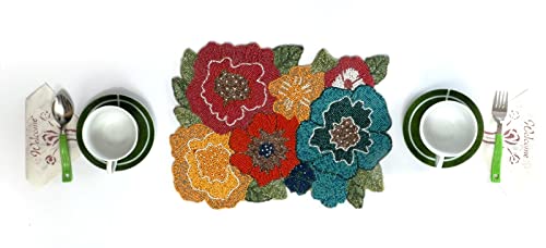 Awesome Washable Floral Cotton Cloth Designer Jacquard Vintage Placemat for Dining Room (Square Mats- 14" x 12")- Multicolor Square (PMT012) - Image 5