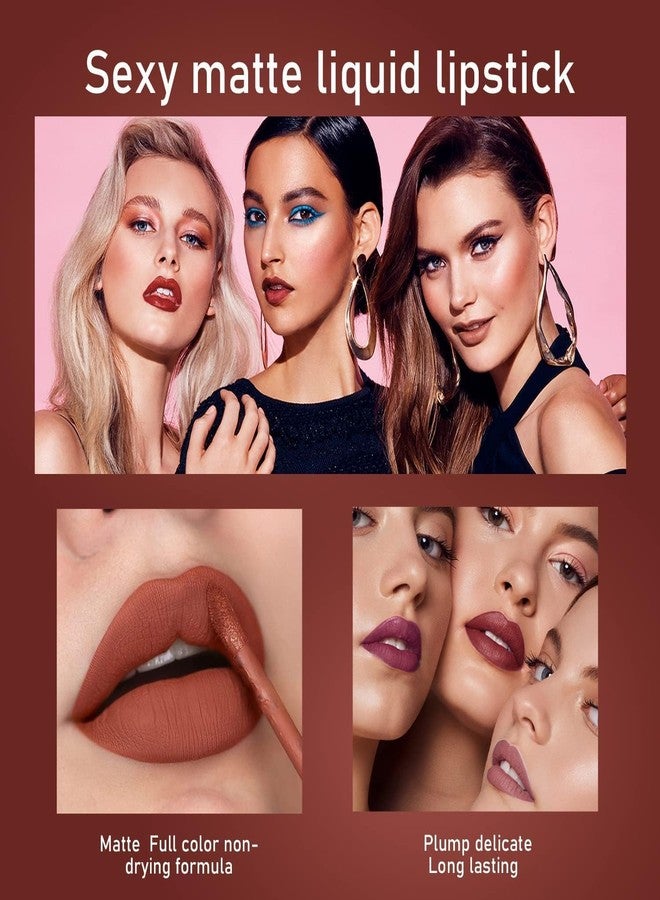 MR.THINDZ Lipstick Set - 6 Pcs Nude Matte Liquid Lipstick Combo Pack - Long Lasting, Waterproof, Non-Stick, Non-Transferable - Professional Lip Makeup Gift Kit for Women - Image 5