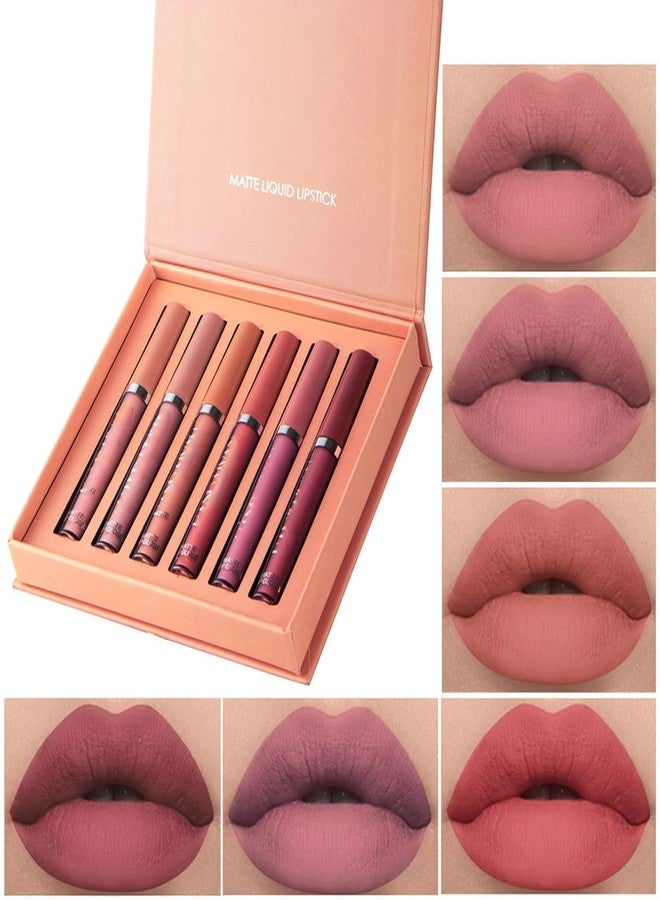 MR.THINDZ Lipstick Set - 6 Pcs Nude Matte Liquid Lipstick Combo Pack - Long Lasting, Waterproof, Non-Stick, Non-Transferable - Professional Lip Makeup Gift Kit for Women - Image 1