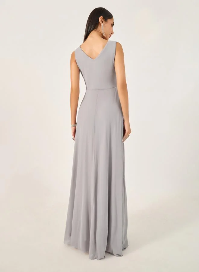 Styli Embellished Sleeveless A-Line Maxi Dress