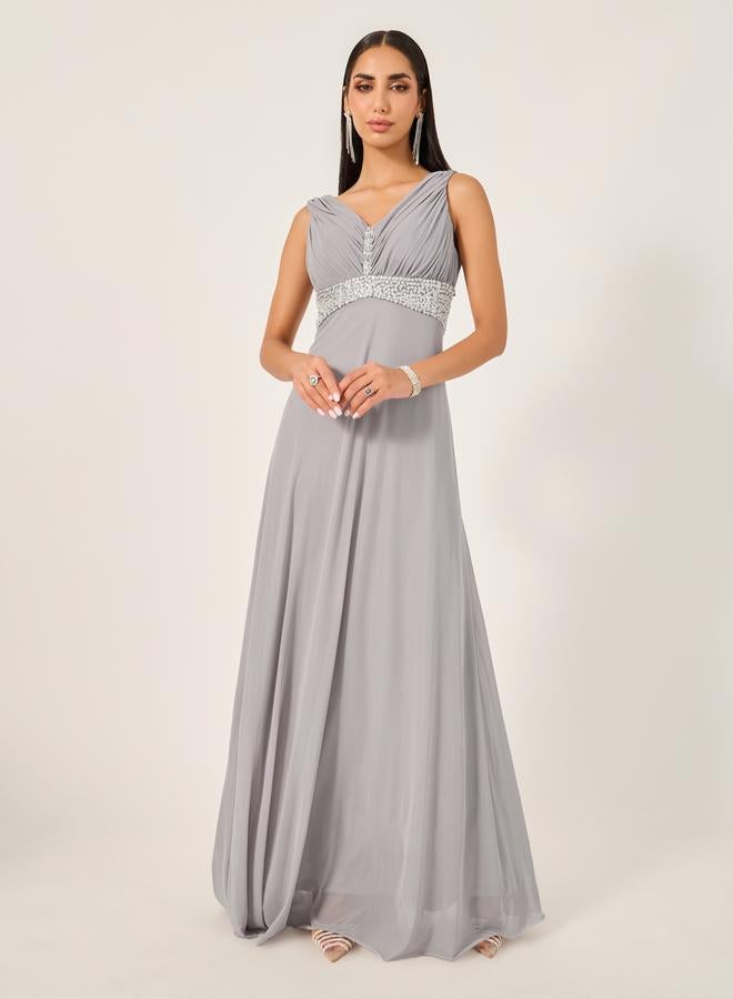 Styli Embellished Sleeveless A-Line Maxi Dress - Image 2