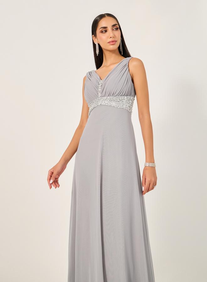 Styli Embellished Sleeveless A-Line Maxi Dress - Image 3