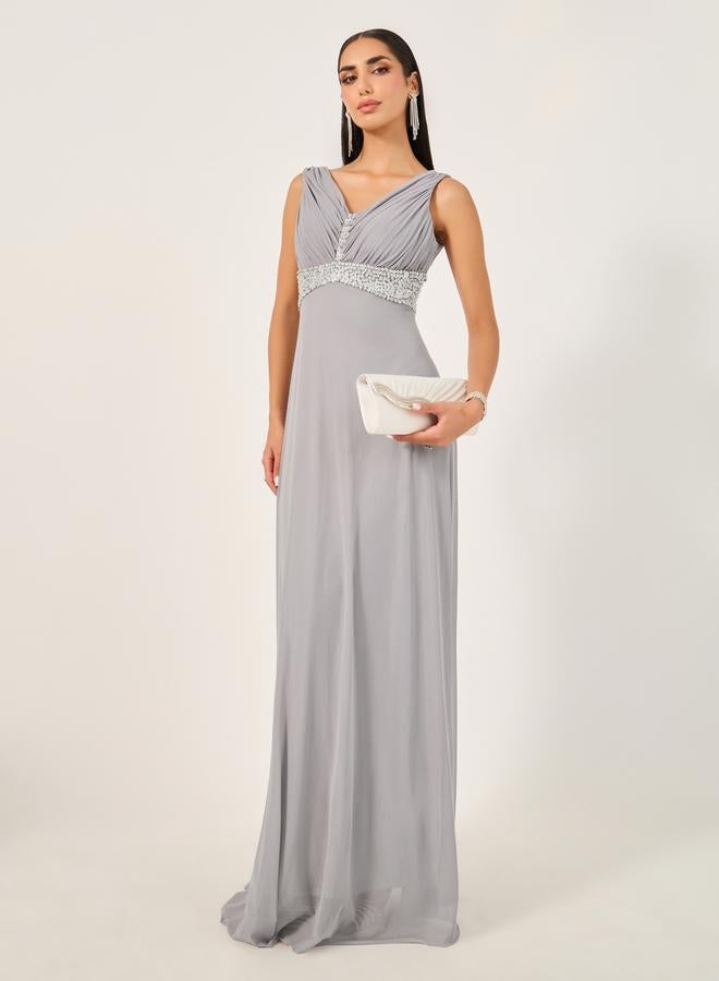 Styli Embellished Sleeveless A-Line Maxi Dress - Image 1