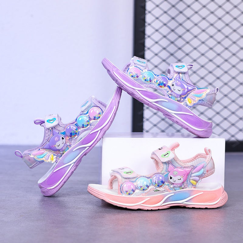 Children'S Sports Sandals 2024 Summer Autumn Open Toe Breathable Princess Girl Baby Soft Bottom Non-Slip Beach Shoes - Image 2