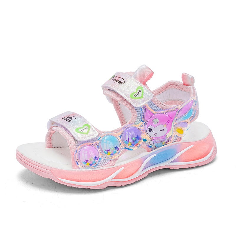 Children'S Sports Sandals 2024 Summer Autumn Open Toe Breathable Princess Girl Baby Soft Bottom Non-Slip Beach Shoes - Image 1