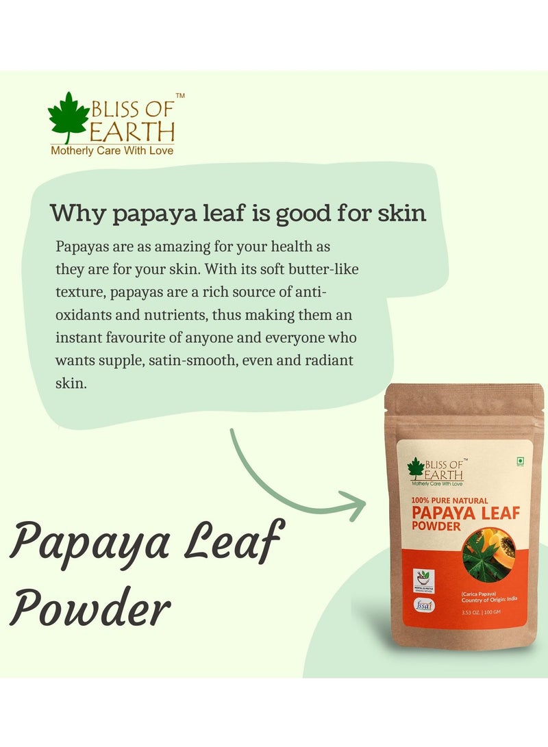 BLISS OF EARTH Pure Papaya Leaf Powder 100gm Carica Papaya Helps Digestion & Increases Platelets Antioxidant Skin Rejuvenation Pack of 2 - Image 5
