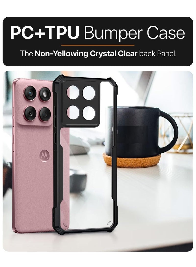 Moto Edge 60 Fusion Shockproof Crystal Clear Back Cover 360 Degree Protection Transparent Back cover with Black Bumper for Moto Edge 60 fusion - Image 3