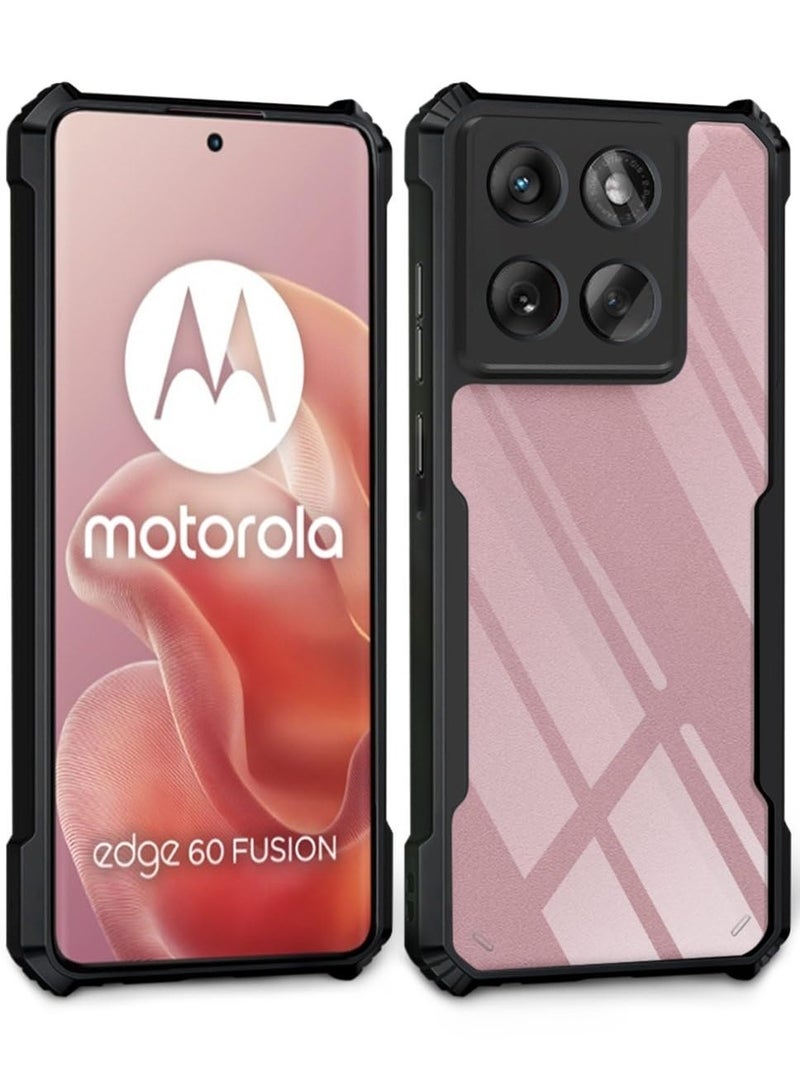 Moto Edge 60 Fusion Shockproof Crystal Clear Back Cover 360 Degree Protection Transparent Back cover with Black Bumper for Moto Edge 60 fusion - Image 1