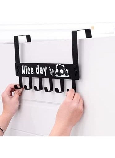VATTU VATTU Over The Nice Day Door Hook Cloth Hanger Without Drill Door Hook Space Saving Over Door Hook Coat Tie Hanger Pack of 1 Black  - Image 2