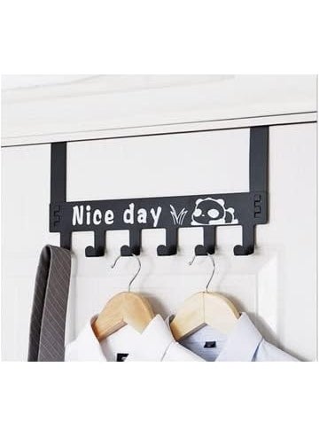 VATTU VATTU Over The Nice Day Door Hook Cloth Hanger Without Drill Door Hook Space Saving Over Door Hook Coat Tie Hanger Pack of 1 Black  - Image 1