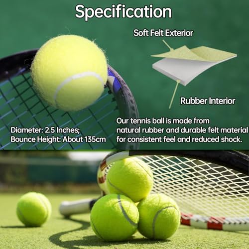 Magicorange Tennis Balls, 12 Pack Advanced Training Tennis Balls Practice Balls, Pet Dog Playing Balls, Come with Mesh Bag for Easy Transport, Good for Beginner Training Ball (Green) - Image 3