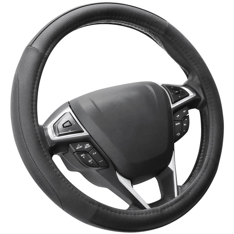 SEG Direct Car Steering Wheel Cover for F150 Tundra Range Rover 15516 inch Black Microfiber Leather
