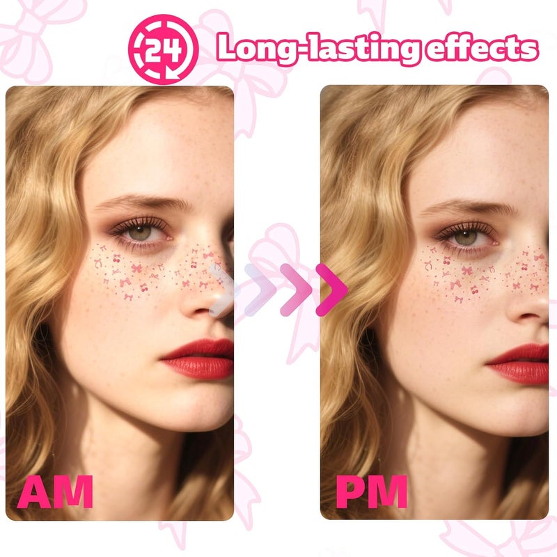 Sinbana Smooth joint 6 Pieces Halloween Face Summersprout Stickers, Waterproof Temporary Face Arm Tattoos Children and Adults Scary Makeup Accessories for Halloween Party (Bow Design) Natural tone color options - Image 4