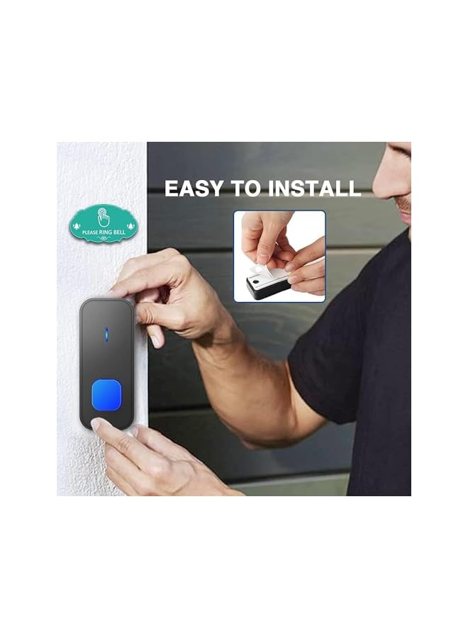 PROMASS جرس باب لاسلكي برومس، مجموعة جرس باب مقاومة للماء، تمييز الأبواب الأمامية والخلفية، صوت عالٍ بما يكفي للمنزل والفصل الدراسي، يعمل على مسافة 1,300 قدم مع 2 جهاز استقبال موصول ومجموعتين من أزرار التحكم عن بُعد - Image 3