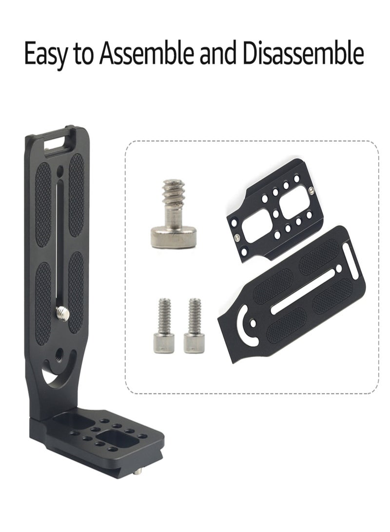 Camera Vertical Clapper L-shaped Bracket Aluminum Alloy Quick Release Plate 1/4 Inch Screw Mounts Arca Swiss Standard Universal for DSLR Camera Vertical Horizontal Shooting Compatible with Canon Nikon Sony DJI Ronin Most Tripods  - Image 3