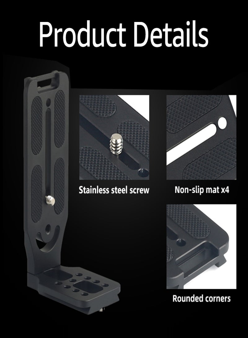 Camera Vertical Clapper L-shaped Bracket Aluminum Alloy Quick Release Plate 1/4 Inch Screw Mounts Arca Swiss Standard Universal for DSLR Camera Vertical Horizontal Shooting Compatible with Canon Nikon Sony DJI Ronin Most Tripods  - Image 5