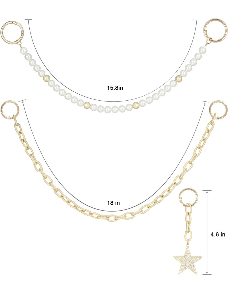 DoDoBeads 3-in-1 Bag Charms Set, Gold and Pearl Chains with Sparkling Rhinestone Star Pendant, Elegant Purse Charms for Handbags, Tote Bags, and Purse Keychains, Chic Bag Accessories for Women - Image 4