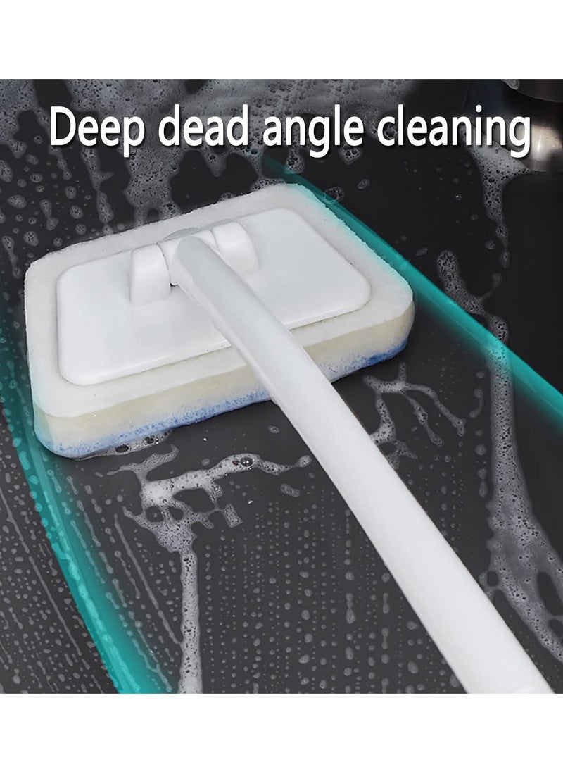 Excefore Removable Bathtub Brush, Bathroom Wall Brush Multifunctional Wall Tile Brush, 90° Rotating Brush Head Window Glass Sponge Cleaning Brush Long Handle Cleaning Floor Brush, 3 replacement heads  - Image 3
