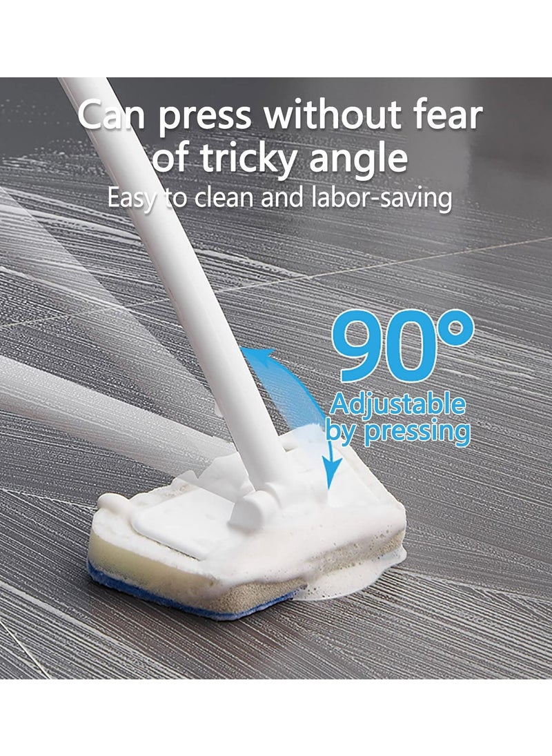 Excefore Removable Bathtub Brush, Bathroom Wall Brush Multifunctional Wall Tile Brush, 90° Rotating Brush Head Window Glass Sponge Cleaning Brush Long Handle Cleaning Floor Brush, 3 replacement heads  - Image 2