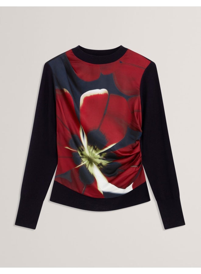 Ted Baker Printed Draped Front Knitted Top - Image 1