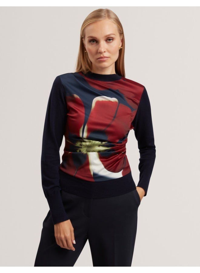 Ted Baker Printed Draped Front Knitted Top - Image 2