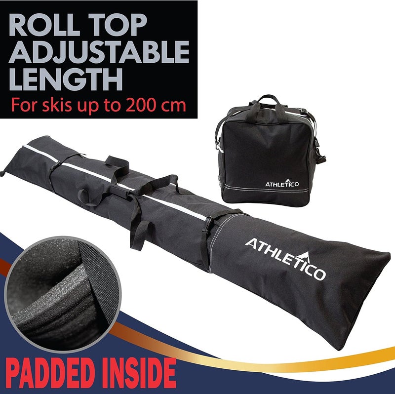 Athletico Ski & Boot Bag Combo | Store Skis Up to 200 CM & Boots Up To Size 13 | Includes 2 Padded Bags - Image 4