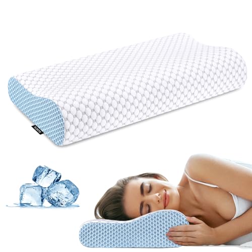 Ylekto Cervical Neck Pillow for Pain Relief - Ergonomic Contour Memory Foam Pillows, Cooling Side Sleeper Pillow for Sleeping, Orthopedic Bed Pillow for Back Stomach Sleepers with Pillowcase - Image 1