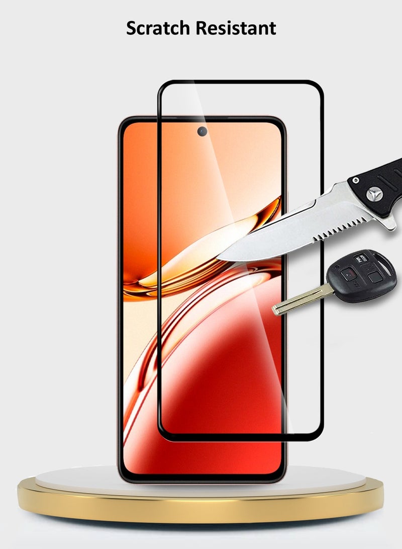 Wtech Oppo Reno12 F 4G / 5G 2024 Premium E2E Full Glue Full Cover Tempered Glass Screen Protector - (MSGECN)  Clear/Black - Image 3