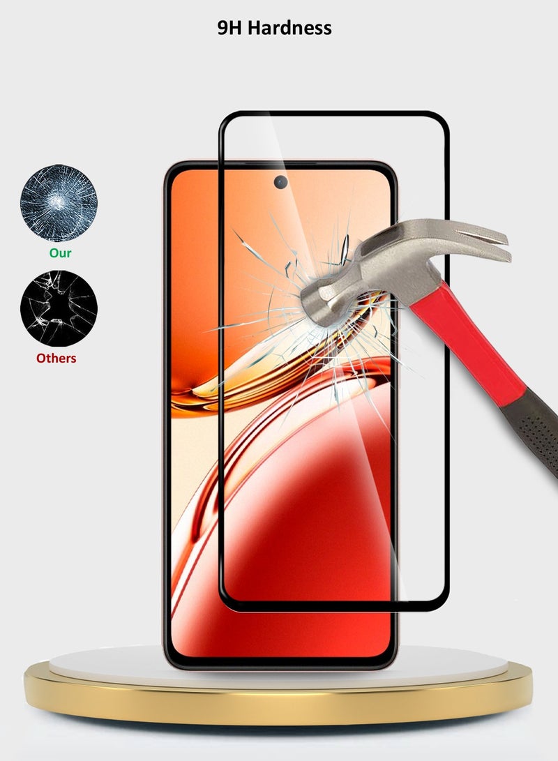 Wtech Oppo Reno12 F 4G / 5G 2024 Premium E2E Full Glue Full Cover Tempered Glass Screen Protector - (MSGECN)  Clear/Black - Image 4