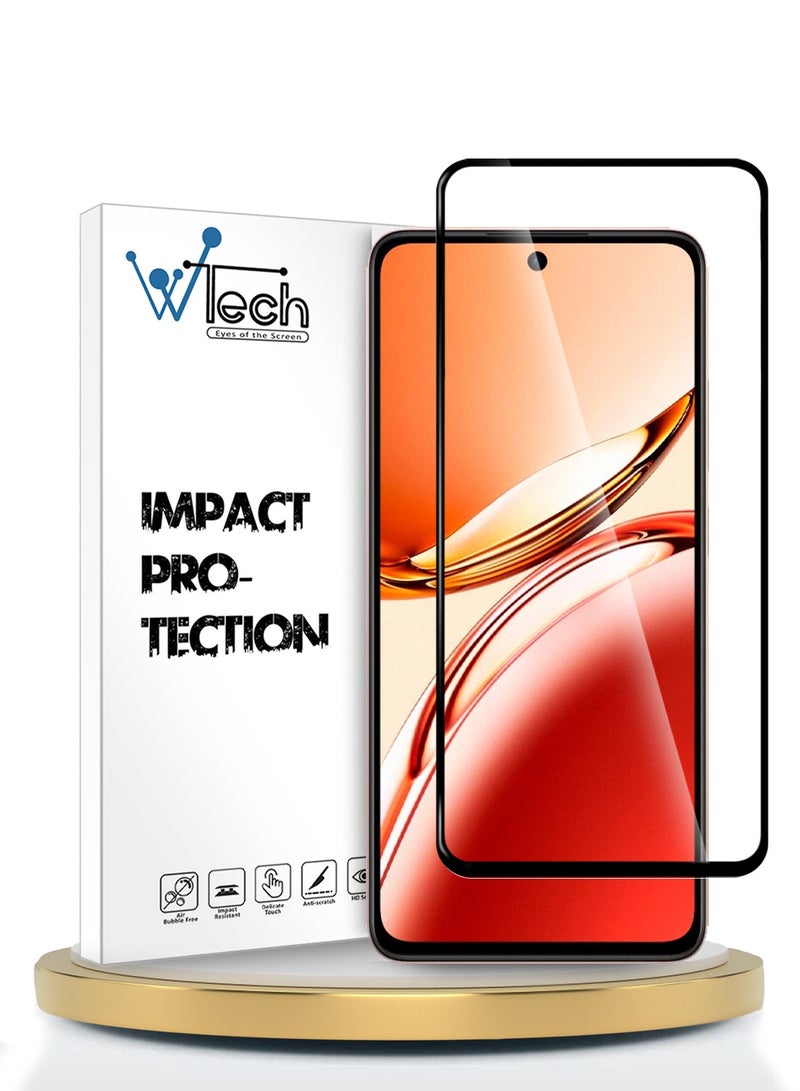 Wtech Oppo Reno12 F 4G / 5G 2024 Premium E2E Full Glue Full Cover Tempered Glass Screen Protector - (MSGECN)  Clear/Black - Image 1